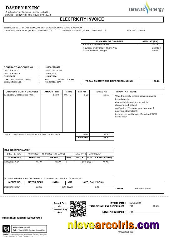 Malaysia Sarawak Energy business utility bill